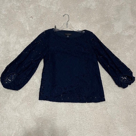 Laundry By Shelli Segal Tops - Blue lace long sleeve blouse Size S